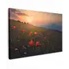Bloemenveld - Gras - Bloemen - Planten - Zonsondergang - Oranje canvas 2cm klein -z3d
