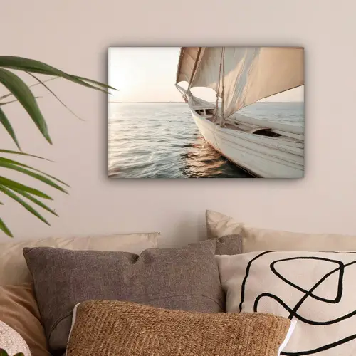 Zeilboot - Zee - Beige - Zon canvas 2cm klein -sfeer1