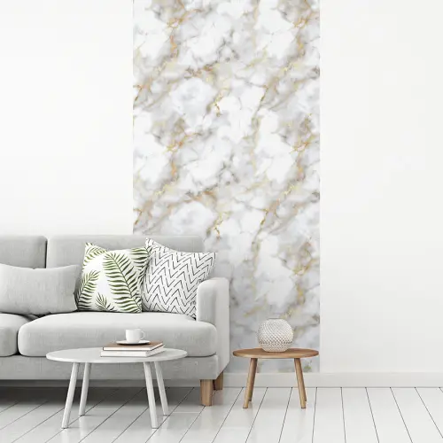 Gouden aders - Marmer - Wit fotobehang vinyl groot 64 -woonkamer