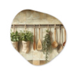 Hout - Keukengerei - Stilleven - Tegels Wandcirkel Organisch Plexiglas middel -3d