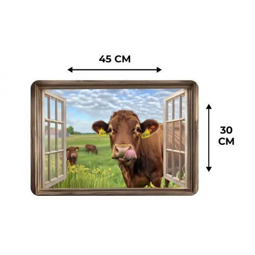 Doorkijk - Koe - Weiland - Landschap - Dieren Placemat vinyl groot -specs