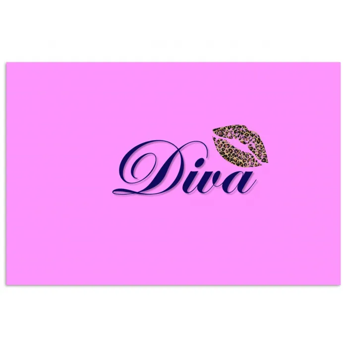 Diva - Lip - Panterprint - Roze poster papier klein -3d