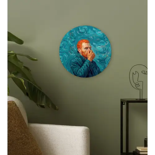 Portret - Klassiek - Blauw Wandcirkel kunststof plaat 5mm dik klein -sfeer3
