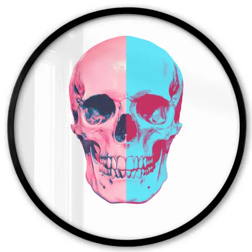 Schedel - Grafisch - Roze - Verdeeld Fotolijst rond zonder passe partout klein -3d