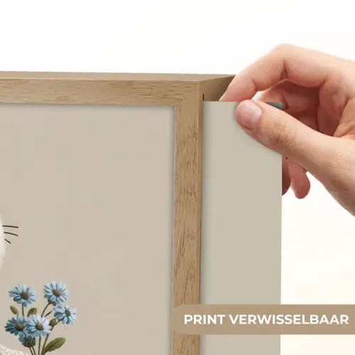 Tijger - Blauwe bloemen - Rustig Light Box met batterij (Wandlamp kind) middel -USP_websiteprintNL