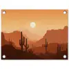 Landschap - Woestijn - Cactussen - Zon tuinposter los doek klein -3d