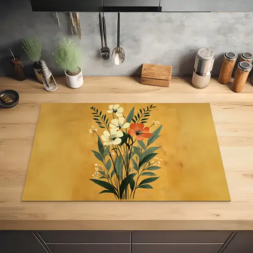 Bladeren - Boeket - Bloemen - Geel Inductie beschermer vinyl 3mm klein -sfeer5
