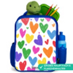 Gekleurde hartjes Kinderrugzak - Blauw middel -inhoud_DE