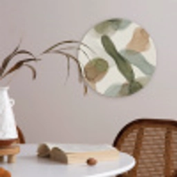 Abstract - Vormen - Modern - Kunst - Groen - Bruin Akoestische PET Vilt - Rond klein -sfeer3