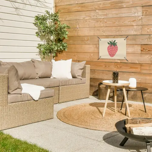 Aardbei - Minimalistisch - Rood - Fruit tuinposter los doek klein -sfeer4