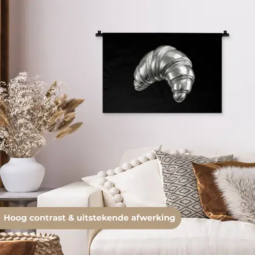 Croissant - Metaal - Zilver Wandkleed katoen klein -sfeer1