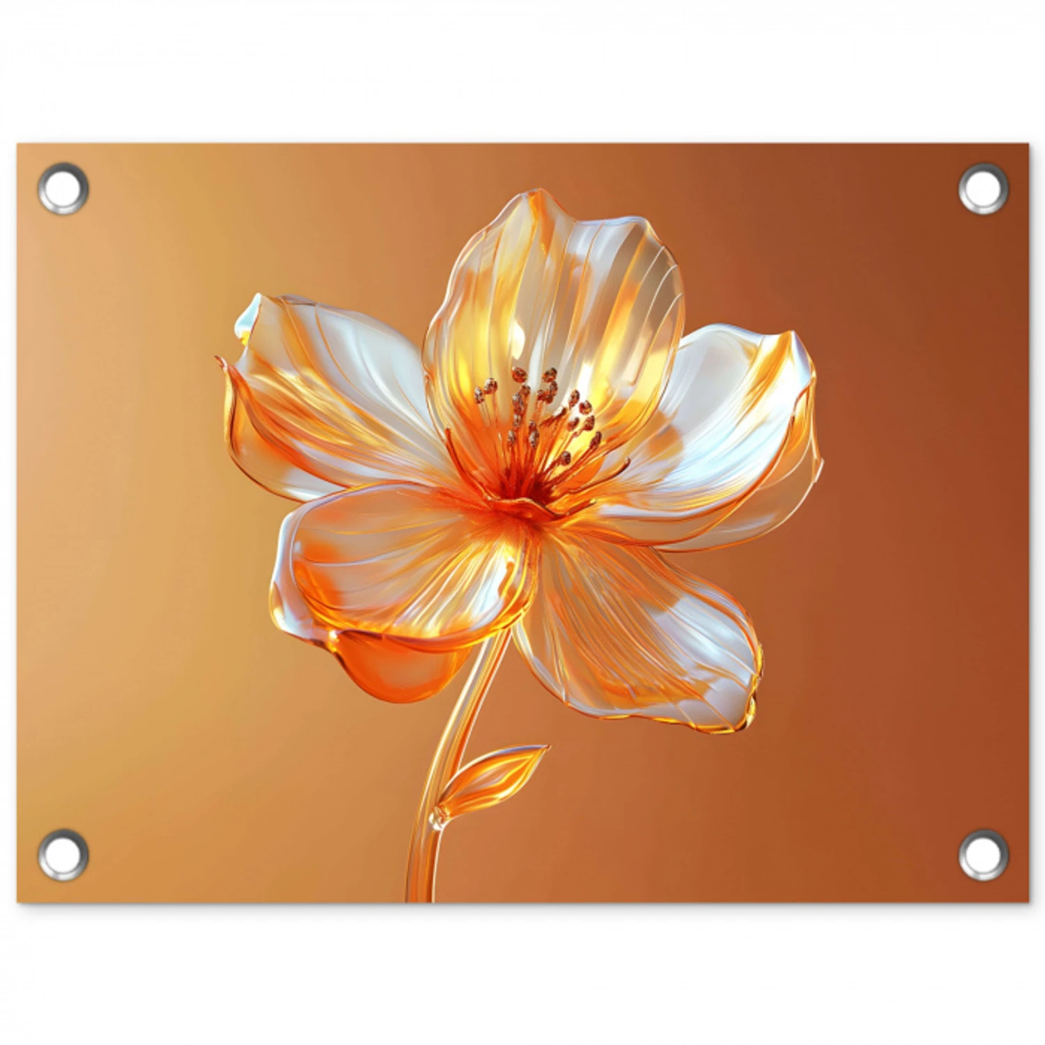 Glazen - Bloem - Oranje tuinposter los doek klein -3d