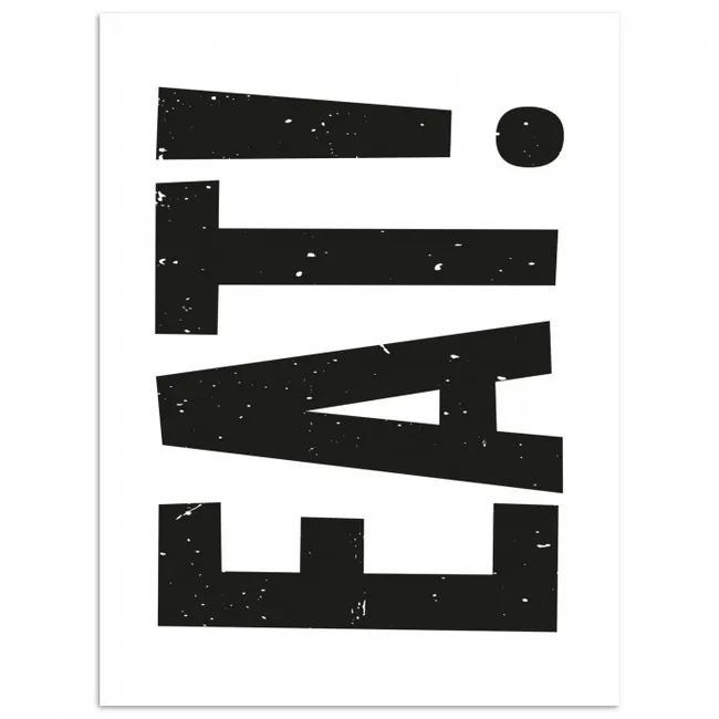 Decoratie - Eten - Zwart - Wit poster papier klein -3d