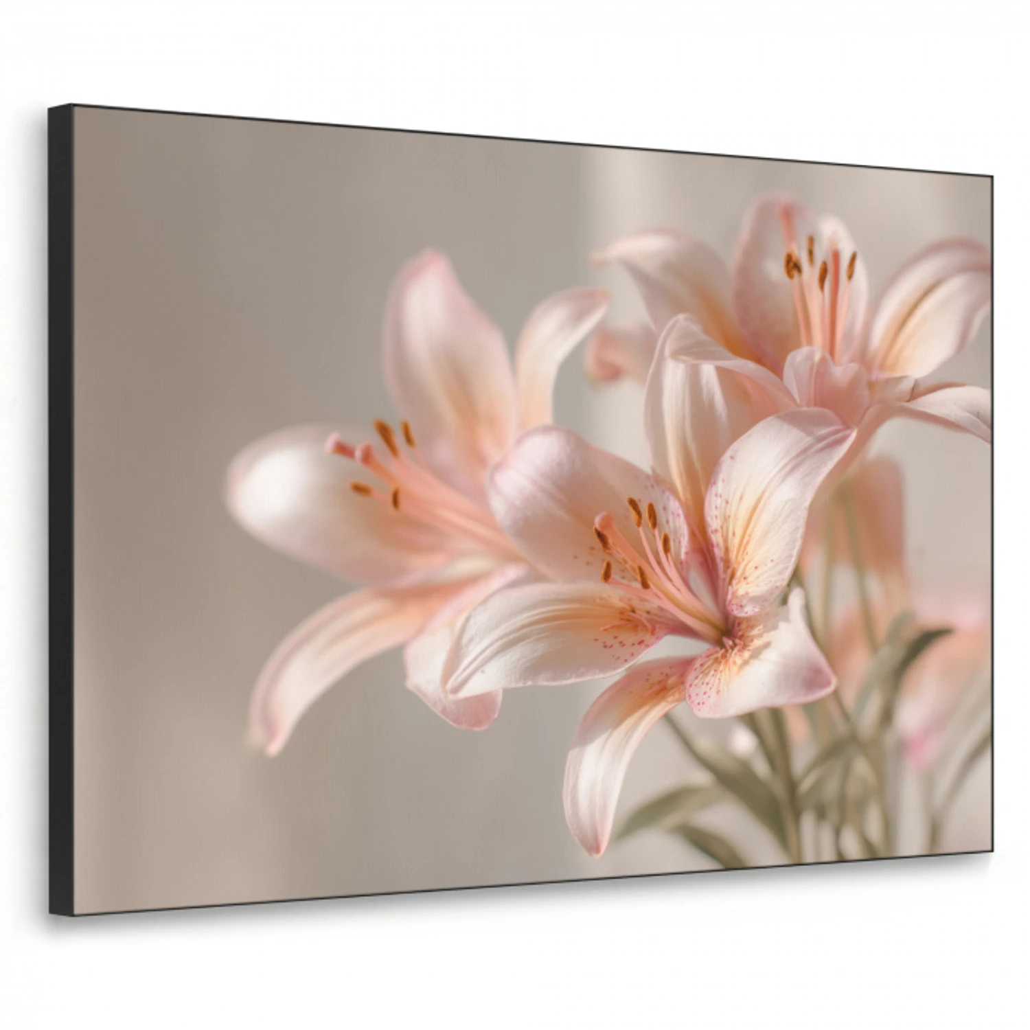 Lelies - Meeldraden - Roze - Wazig Textielframe - compleet frame klein -3d