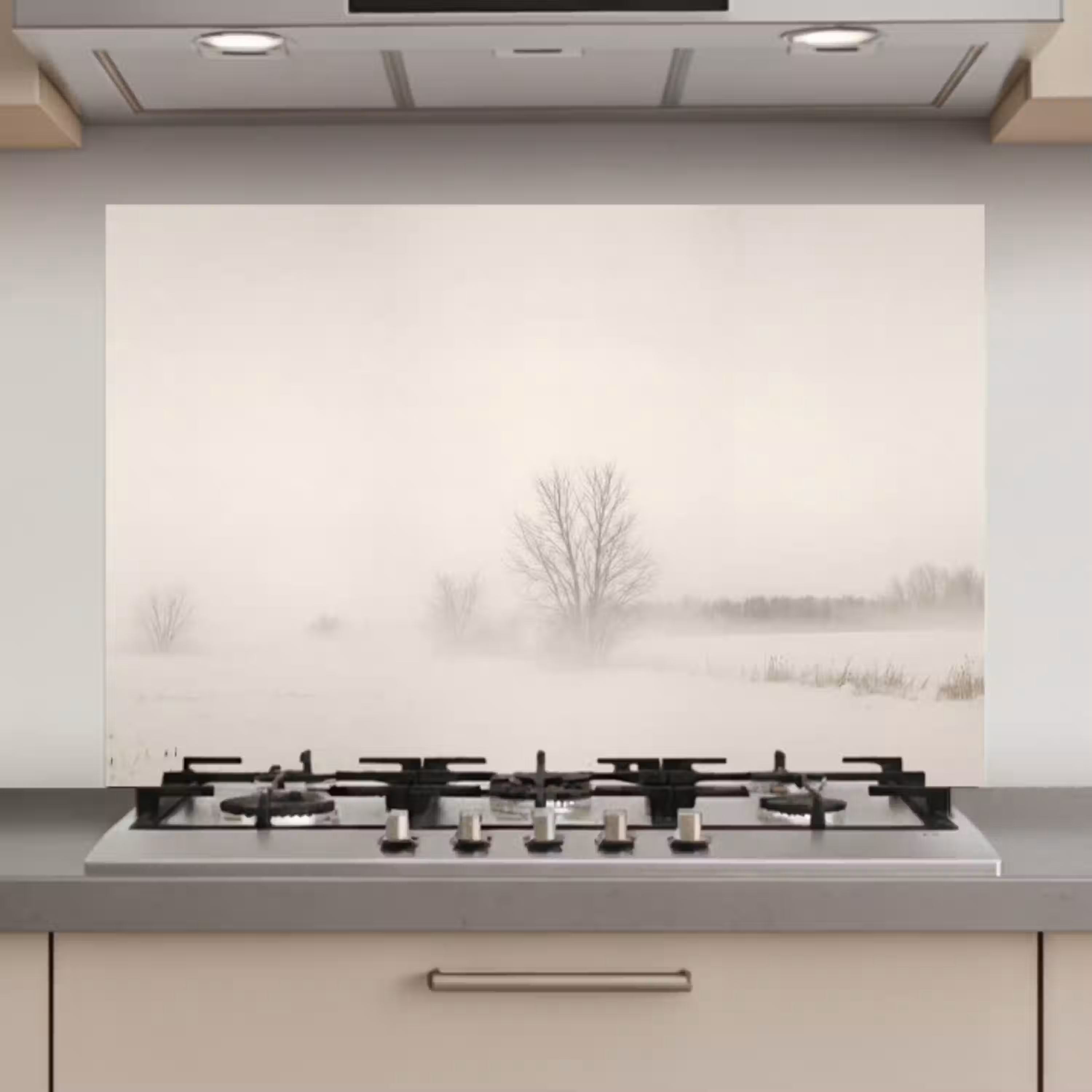 Boom - Mist - Sneeuw - Winter - Minimalistisch keuken achterwand spatscherm klein -3d_website
