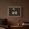 Kersen - Zwart - Goud - Chrome Light Box met batterij (Wandlamp) middel -sfeer4