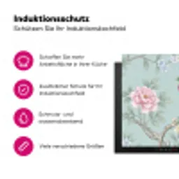 Vogel - Bloemen - Kleurrijk Inductie beschermer vinyl 3mm klein -zzzzzzz-lf-ups