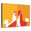 Kippen - Oranje - Vlakken Textielframe zwart klein -3d