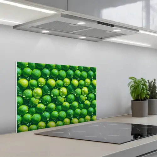 Limoenen - Druppels - Groen keuken achterwand spatscherm klein 900 -3d_schuin