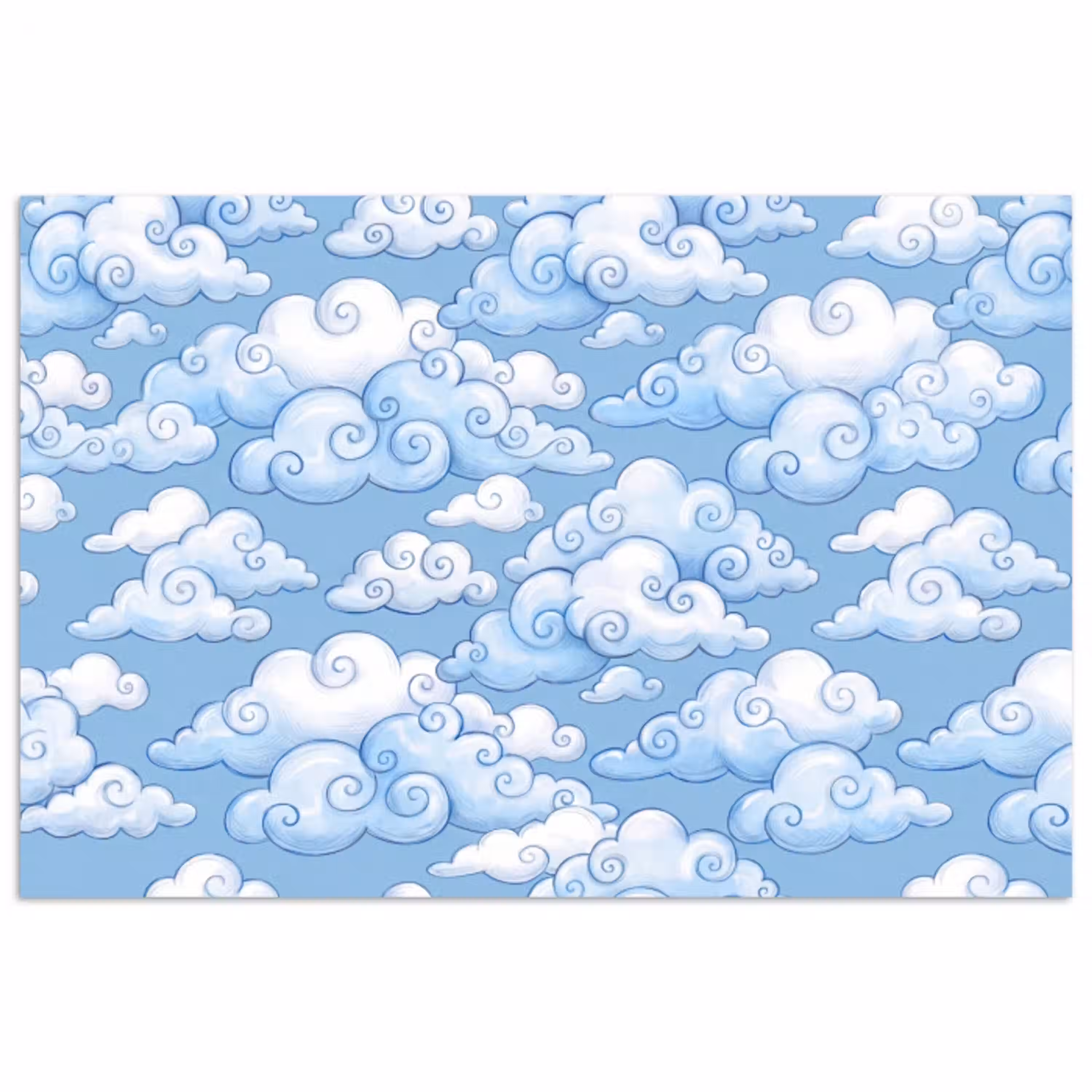 Wolken - Patroon - Hemel - Illustratie - Wit poster papier klein -3d