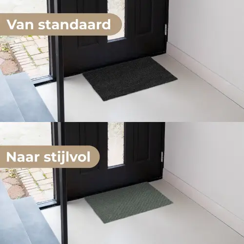 Lijnen - Abstract - Groen - Minimalistisch Deurmat klein -voor-na_NL
