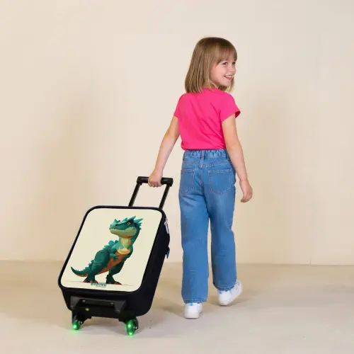 Gehoornde dino met scherpe blik Kinderkoffer - Zwart klein -sfeer1