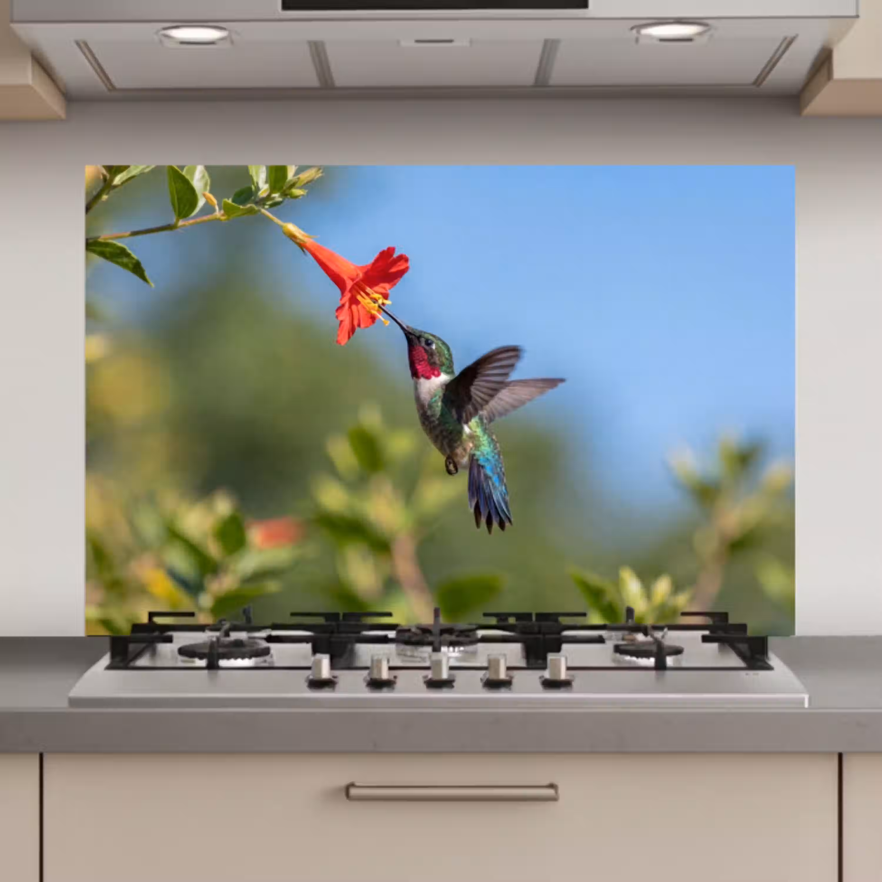 Kolibrie - Bloem - Natuur - Groen keuken achterwand spatscherm klein -3d_website