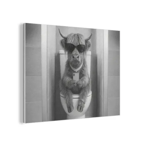 Stier - Telefoon - Toilet - Zwart - Wit PET vilt klein -3d