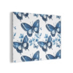 Blauw - Vlinders - Bloemen - Wit PET vilt klein 837 -3d