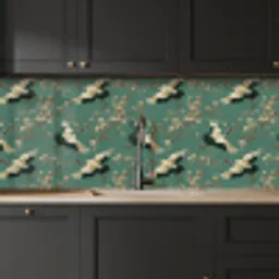 Kersenbloesem - Kraamvogels - Groen keuken achterwand 2 middel 871 -sfeer1