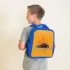 Bruine auto met gele vlammen Kinderrugzak - Blauw middel -sfeer2