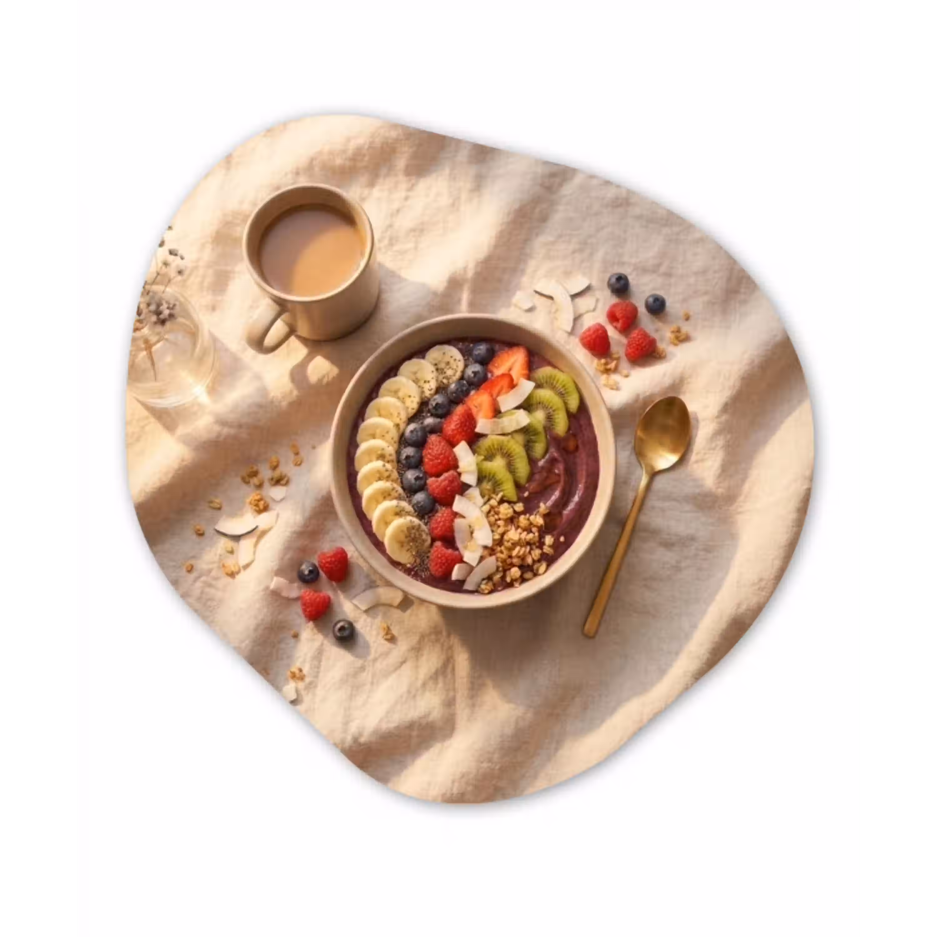 Eten - Ontbijtkom - Fruit - Gezond - Kleurrijk Wandcirkel Organisch Forex 3mm klein -3d
