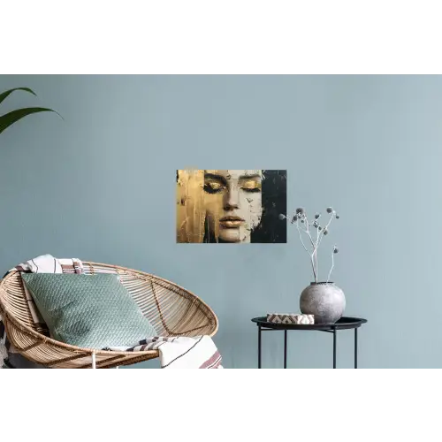 Abstract - Goud - Gezicht - Lippen Muursticker klein -plant