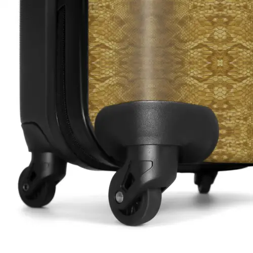 Goud gele slangenhuid met symmetrische schubstructuur NBS - Handbagage koffer - Volwassenen Unisex middel -wiel