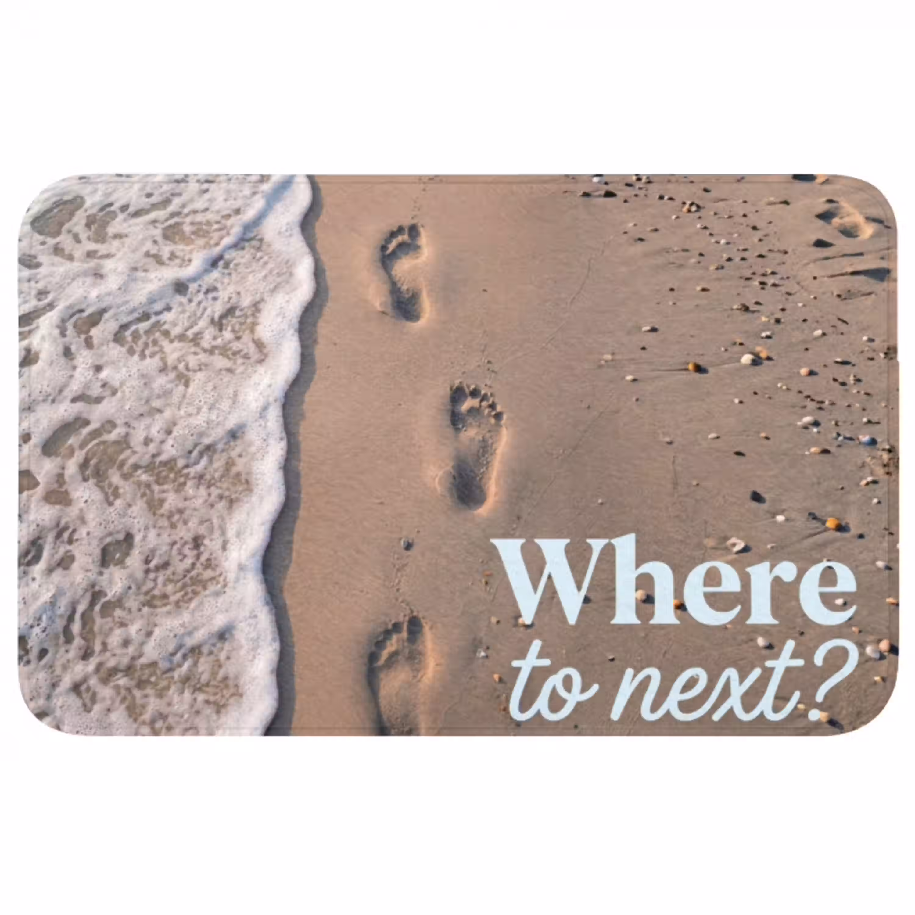 Where to next - Strand - Voetstappen Badmat middel -3d