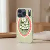 Bloemen - Illustratie - Geruit - Groen Telefoonhoesje iPhone 17 Pro klein -sfeer2