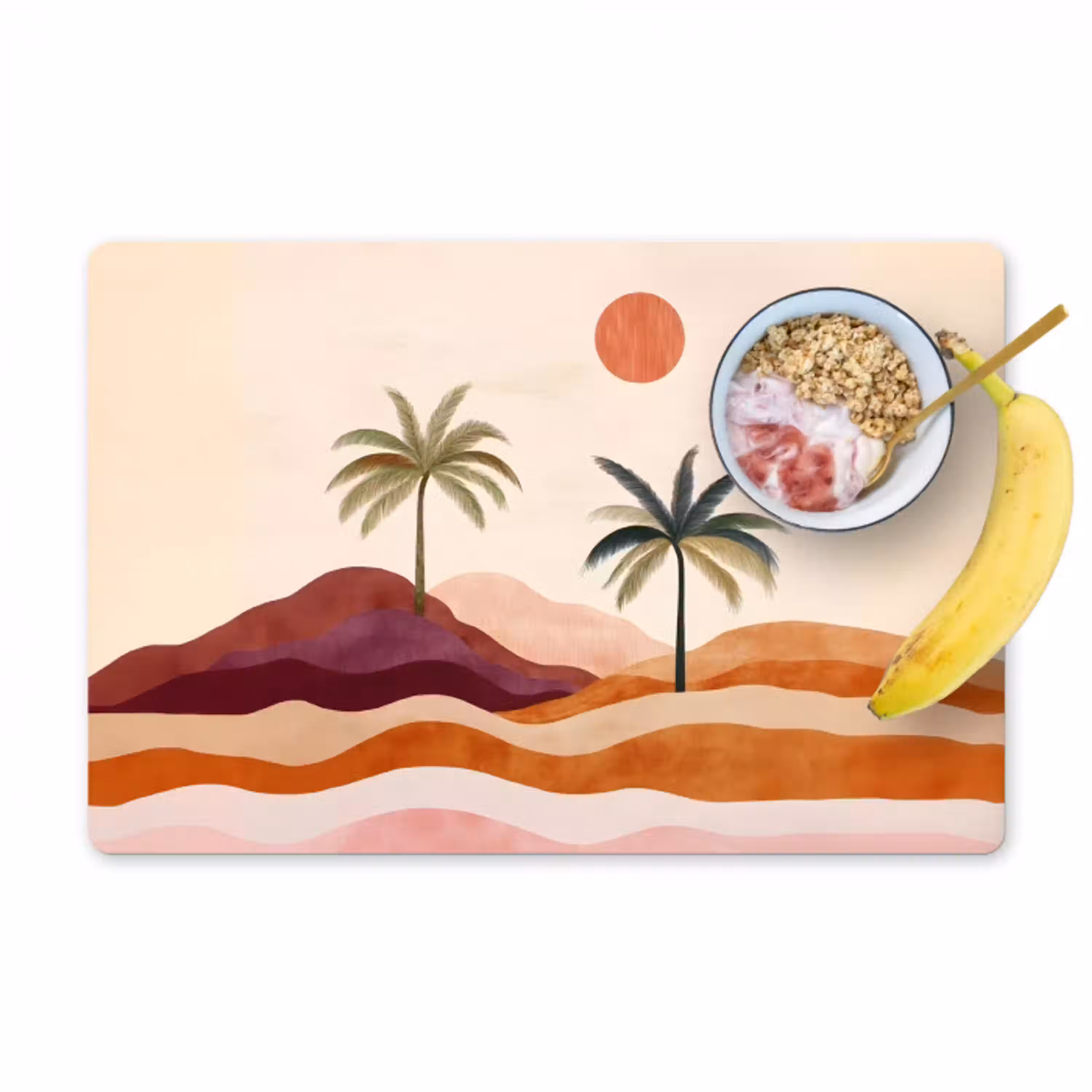 Palmbomen - Abstract - Zon - Heuvels Placemat vinyl groot -zzzproduct_Kitchenyeah-website