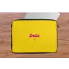 Smile - Geel - Roze laptophoes neopreen klein -tafel