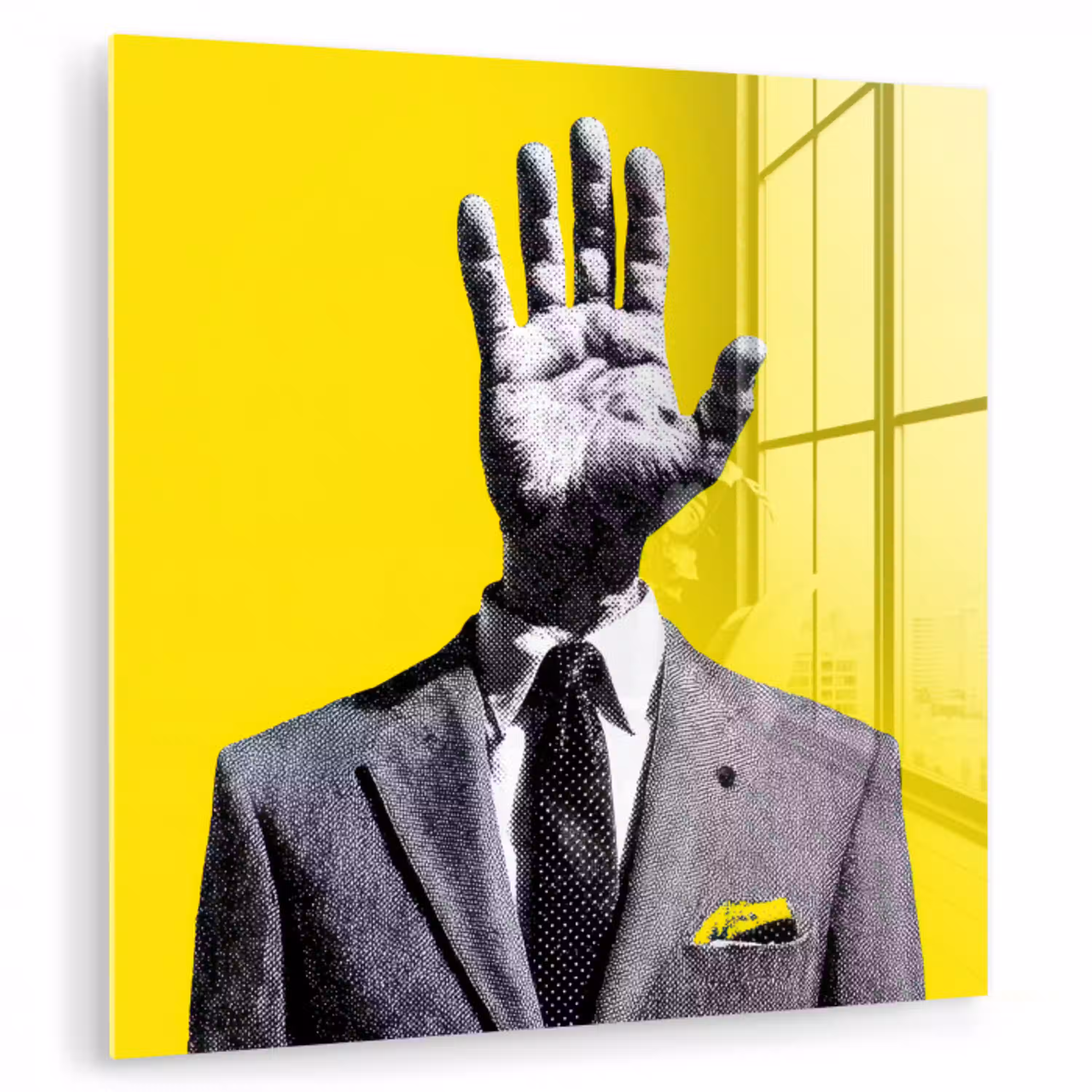 Pak - Hand - Geel plexiglas 5mm klein -zzzproduct_nieuw