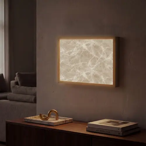 Bruin - Kristaladers - Marmer Light Box met batterij (Wandlamp) middel 907 -sfeer1