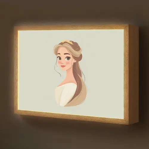 Prinses - Tiara - Groen Light Box met batterij (Wandlamp kind) middel -z3d_website