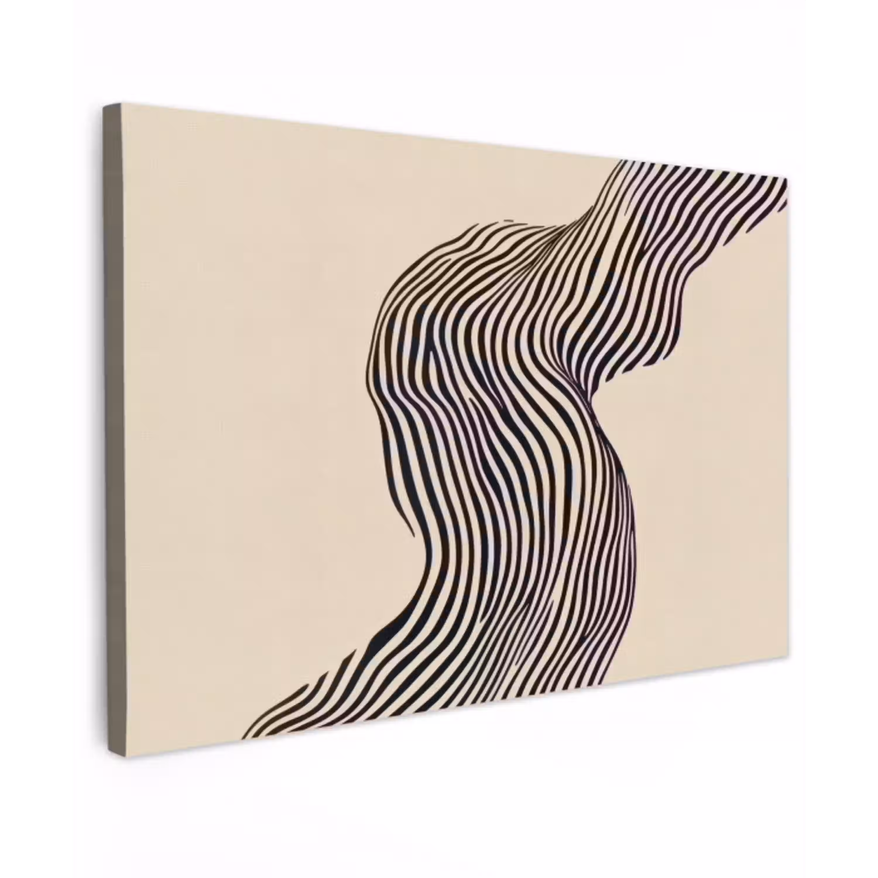Golvend - Lijnen - Abstract - Silhouet canvas 2cm klein -z3d