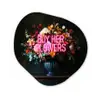 Quote - Bloemen - Vaas - Neon Wandcirkel Organisch Plexiglas middel -3d