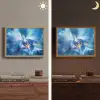 Blauw - Orchidee - Elegeant Light Box met batterij (Wandlamp) middel -sfeer3