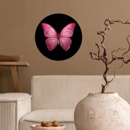 Vlinder - roze - Elegant Wandcirkel behangsticker klein -sfeer1