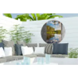 Water - Landschap - Raam - Doorkijk Wandcirkel tuinposter met ringen klein -buiten2