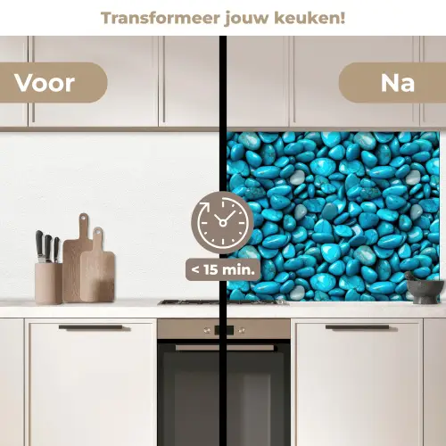 Glanzende - Blauwe - Stenen keuken achterwand 2 middel 871 -voor-na2_NL