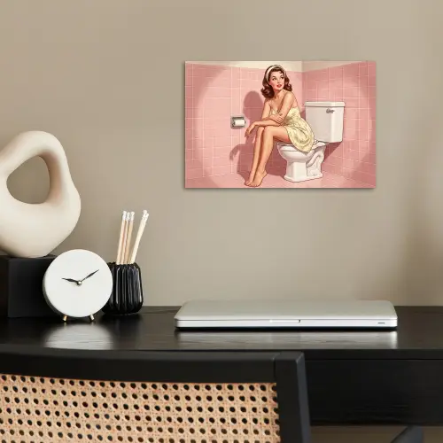 Roze - Retro - Vrouw poster papier klein -sfeer1