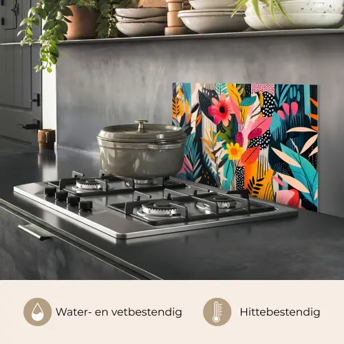 Schilderij - Abstract - Bloemen - Roze keuken achterwand spatscherm klein -usp_NL