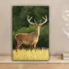 Hert - Gewei - Gras - Natuur - Dieren - Groen canvas 2cm klein -sfeer1